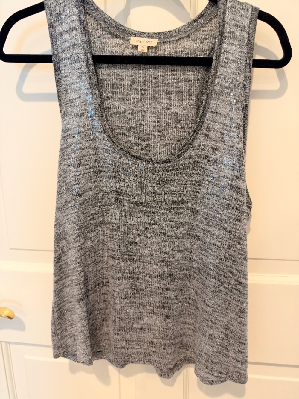 Anthropologie Pilcro Gray Sequin Knit Tank | XL